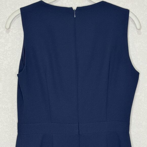 Club Monaco Dress Womens 6 Navy Blue V-Neck Wrap Sheath Lined Zip Back Office - Picture 6 of 10